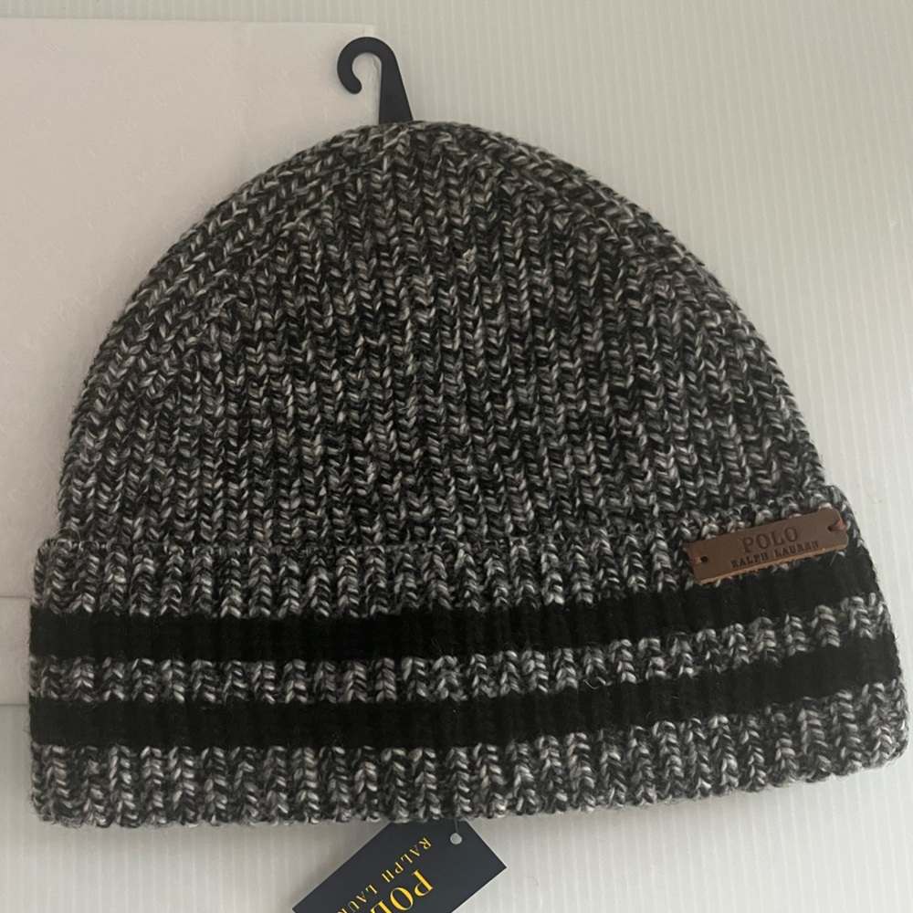 Polo Ralph Lauren Lambswool Blend Heather Full Fashion Rib Knit Winter Hat - Picture 2 of 9